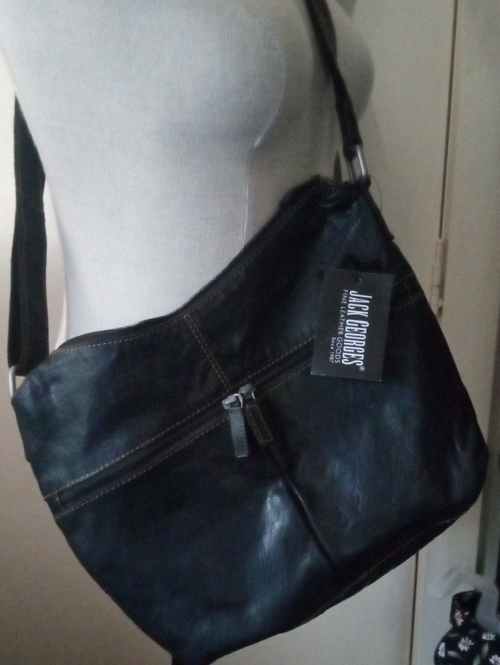 NWT Jack Georges Uptown Genuine Leather Hobo Bag #7814